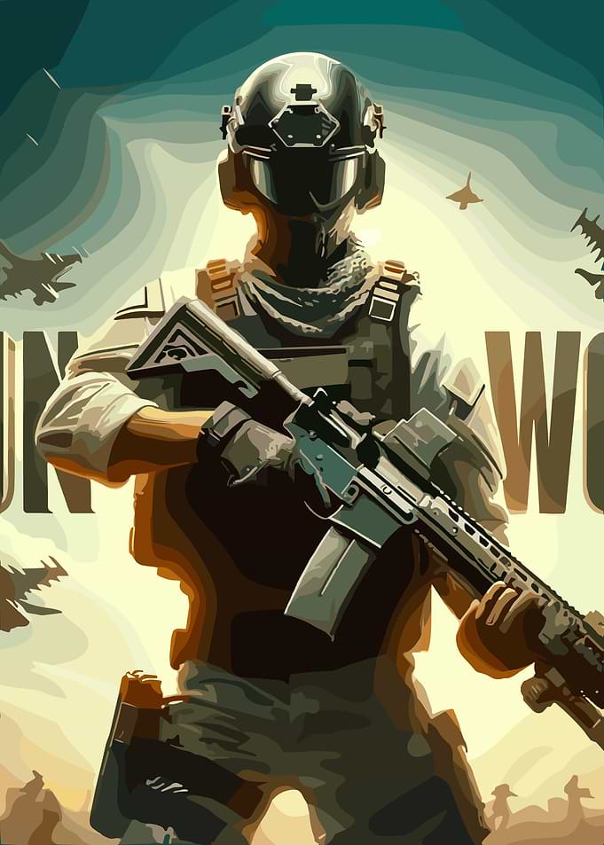 Futuristic Soldier with Assault Rifle