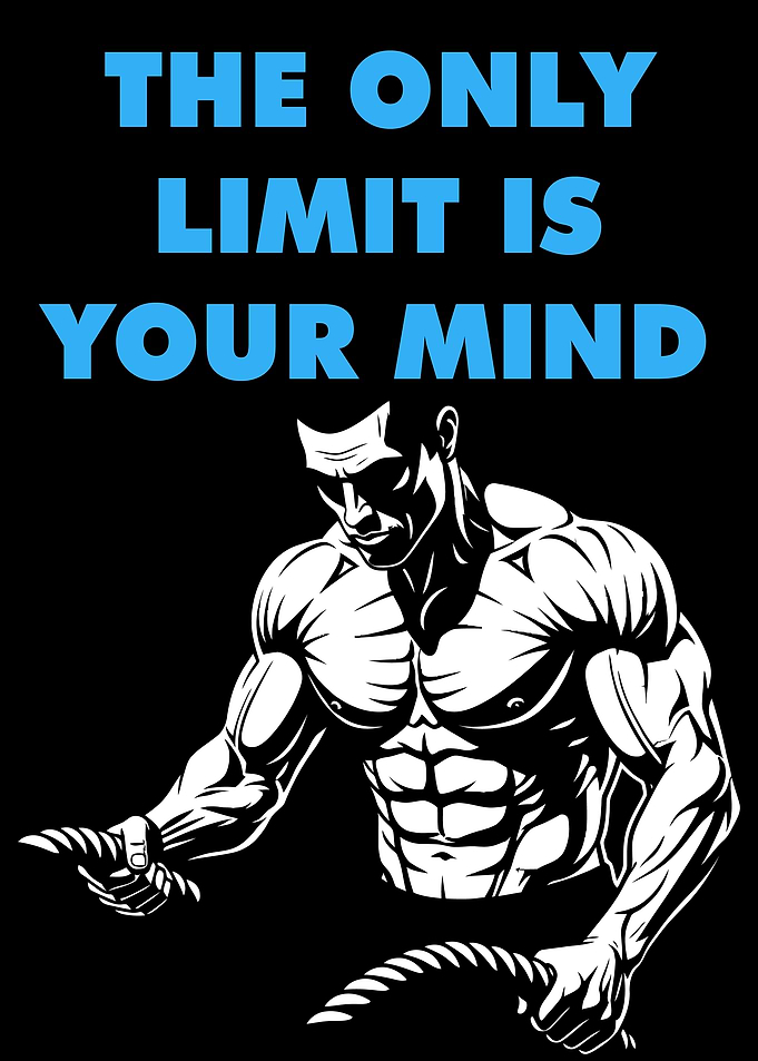 Motivational Fitness Quote with Muscular Figure