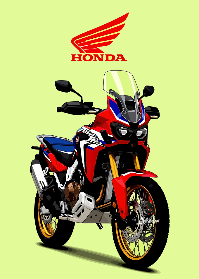 Honda Africa Twin Motorcycle Illustration