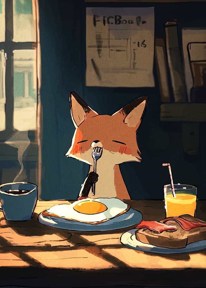 Fox enjoying breakfast