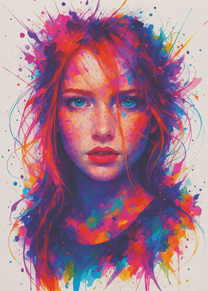 Colorful Portrait of a Young Woman