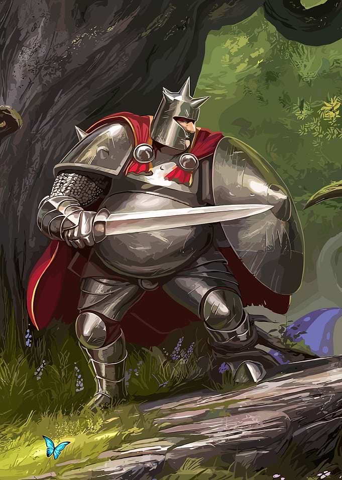 Armored Knight in Forest Illustration