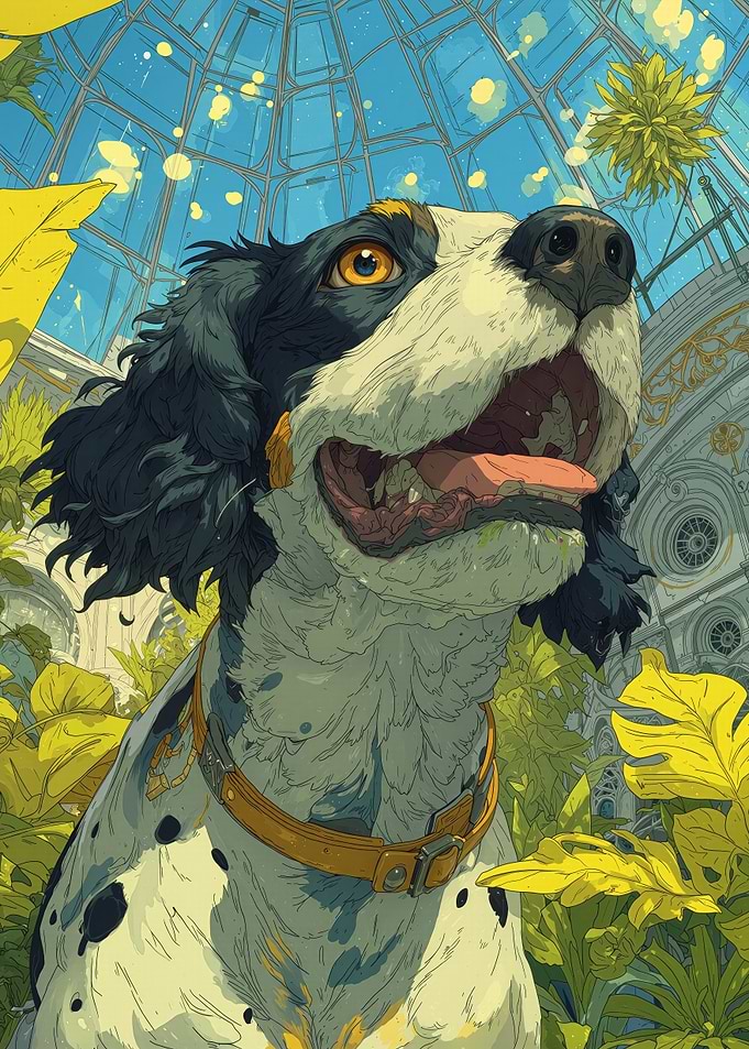 Springer Spaniel in Botanical Garden