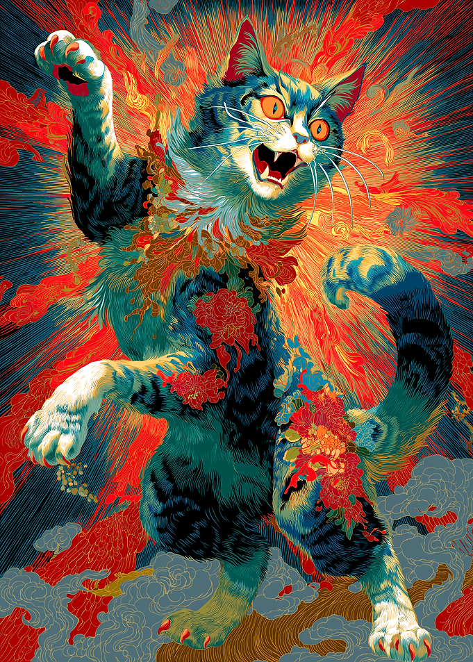 Floral Cat Illustration