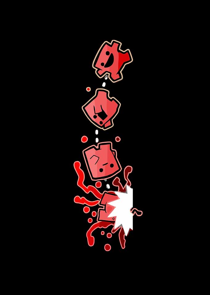 Red Cube Character Falling Apart