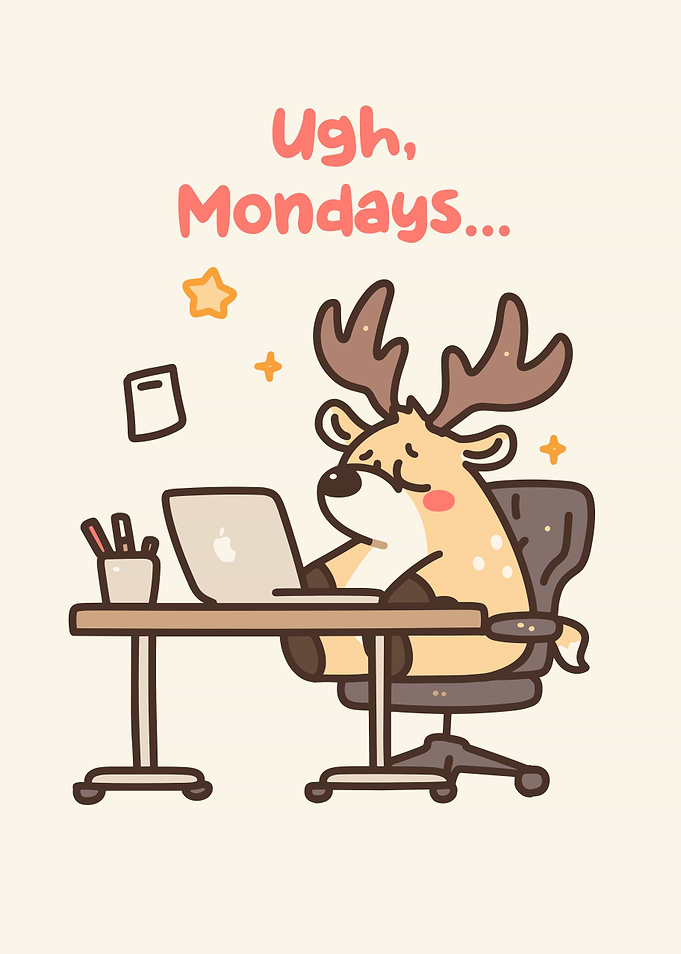 Ugh, Mondays... Deer at Desk
