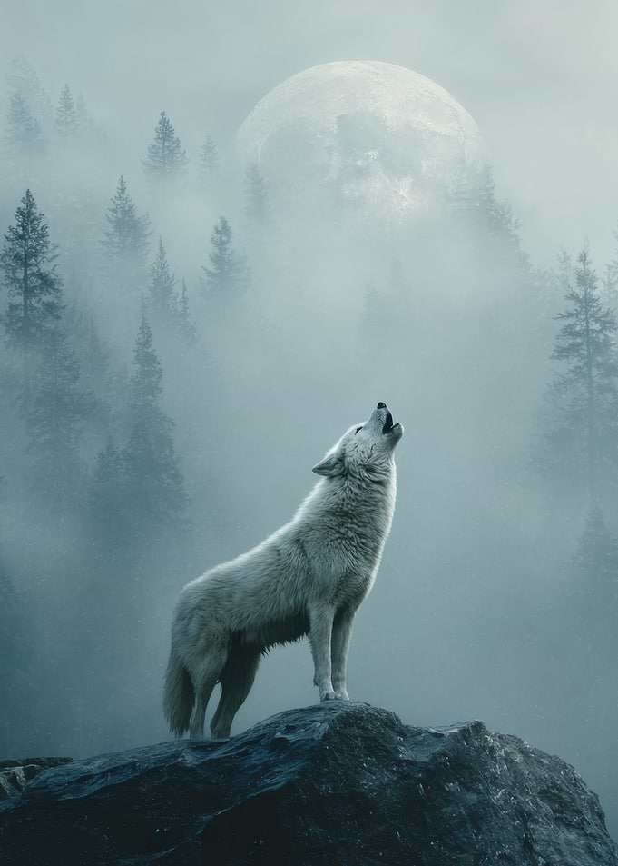 Wolf Howling at the Moon