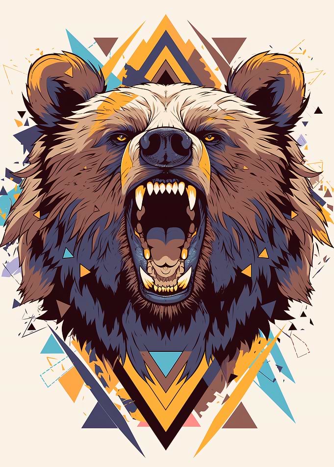 Geometric Bear Head Illustration
