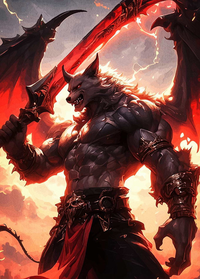 Werewolf Warrior Fiery Sword