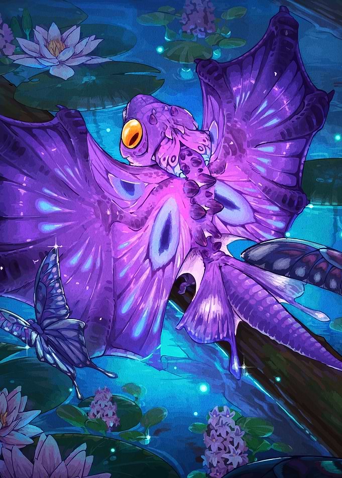 Purple Butterfly Dragon in Lily Pond