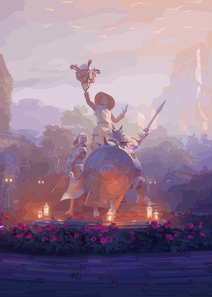 Fantasy Statue in a Garden