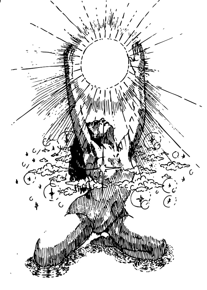 Monochrome Figure Reaching for the Sun