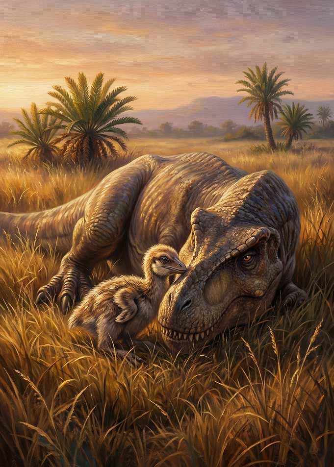 Tyrannosaurus Rex with Baby Dinosaur