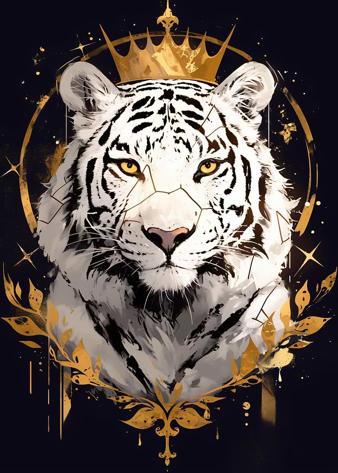 Crowned White Tiger Portrait