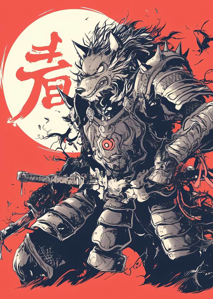Wolf Warrior in Armor Illustration
