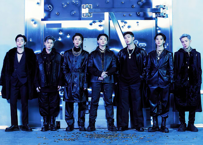 BTS Group Photo in Blue Tones