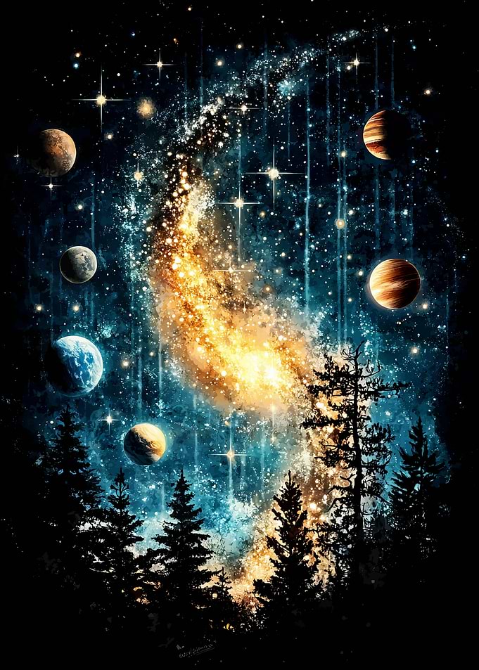 Cosmic Forest Nightscape