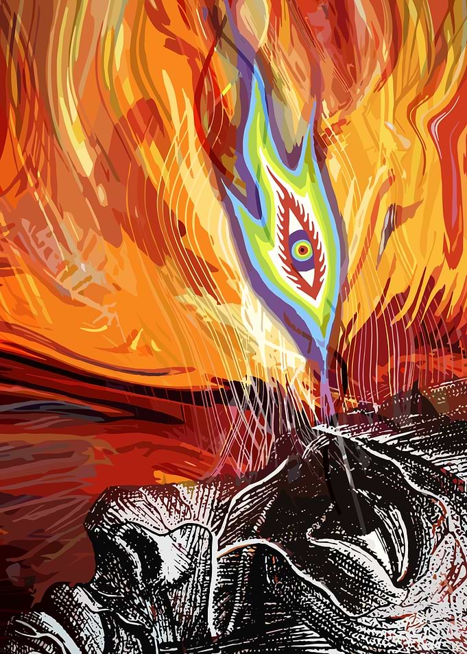 Abstract Eye in Flames Digital Art