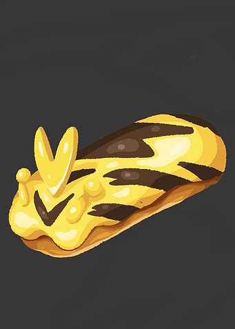 Stylized Eclair Pastry with Yellow Glaze