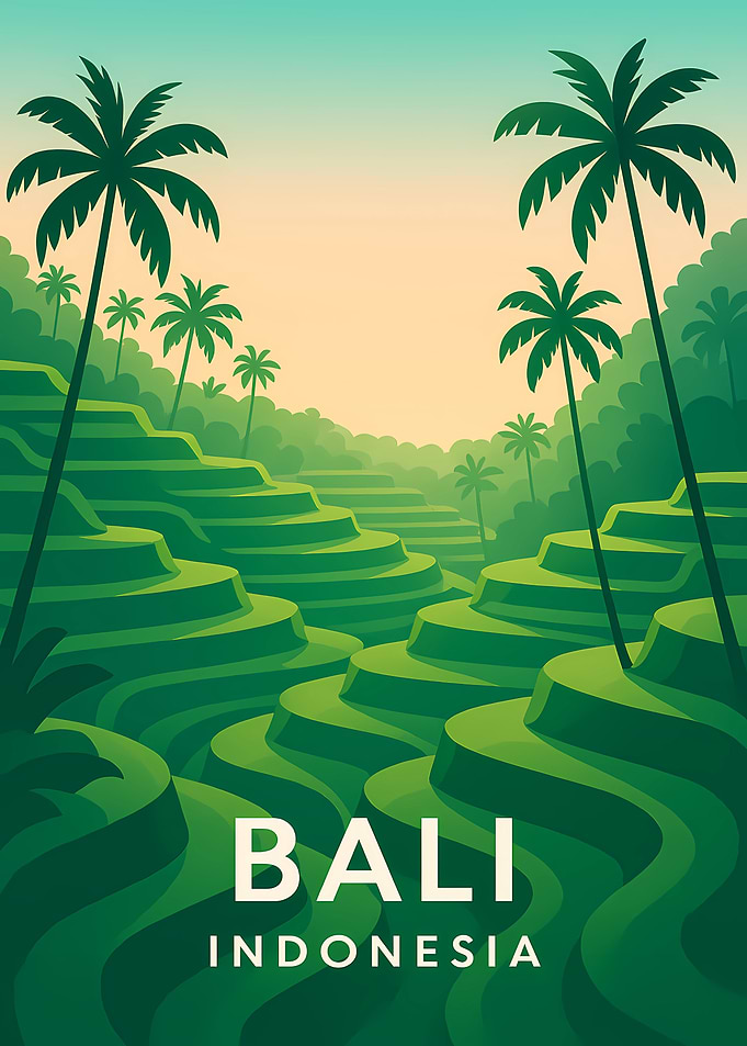Bali, Indonesia: Rice Terraces and Palms