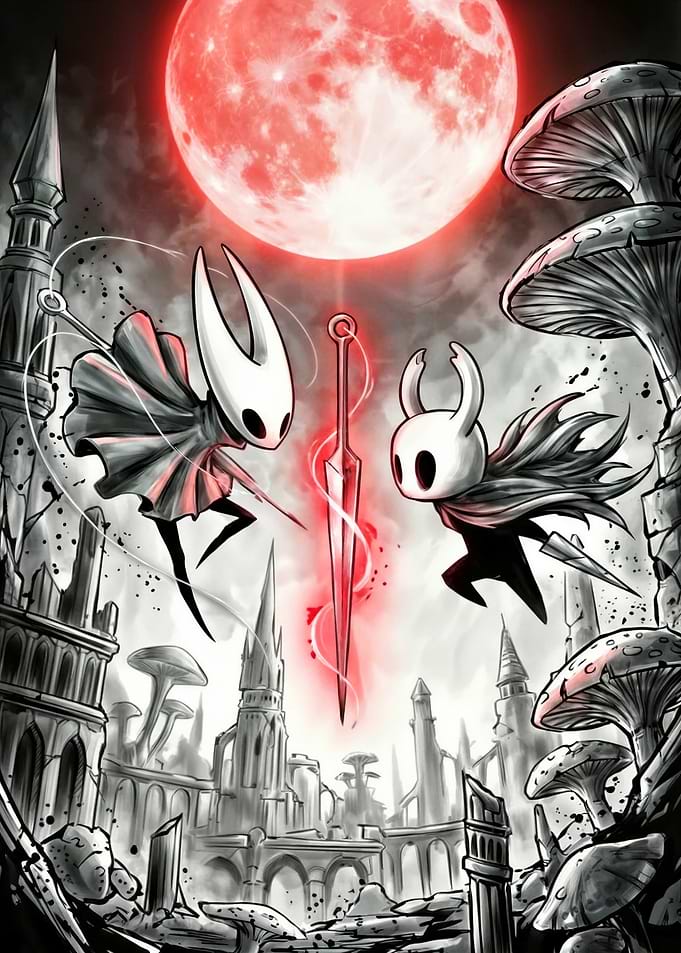 Hollow Knight Under Red Moon