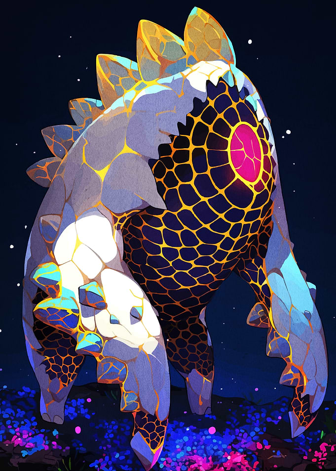 Abstract Stone Monster with Glowing Core