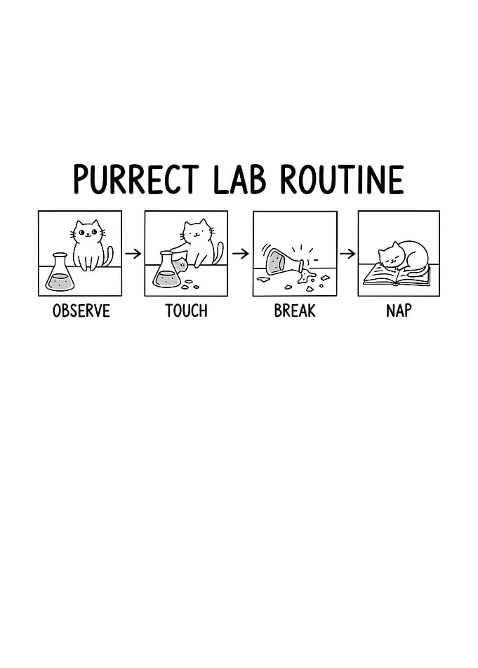 Purrect Lab Routine Cat Cartoon