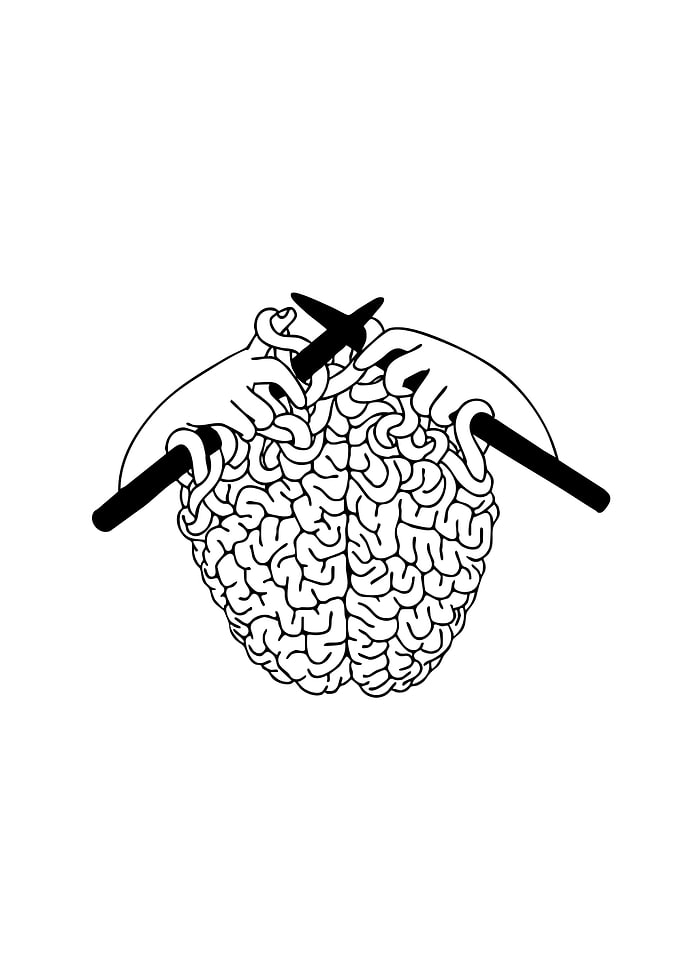 Brain Knitting Illustration
