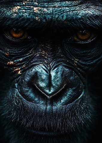 Intense Gorilla Face Close-Up