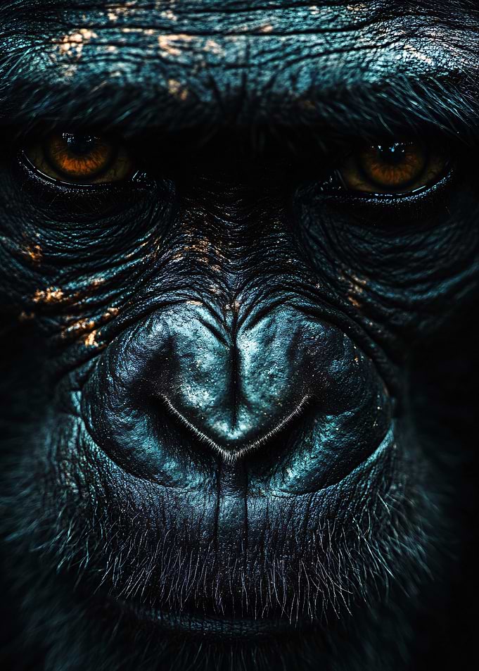 Intense Gorilla Face Close-Up