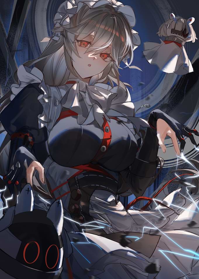 Anime Maid with Red Eyes