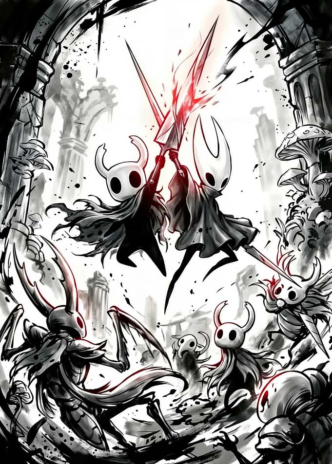 The Knight and Hornet Battle Scene