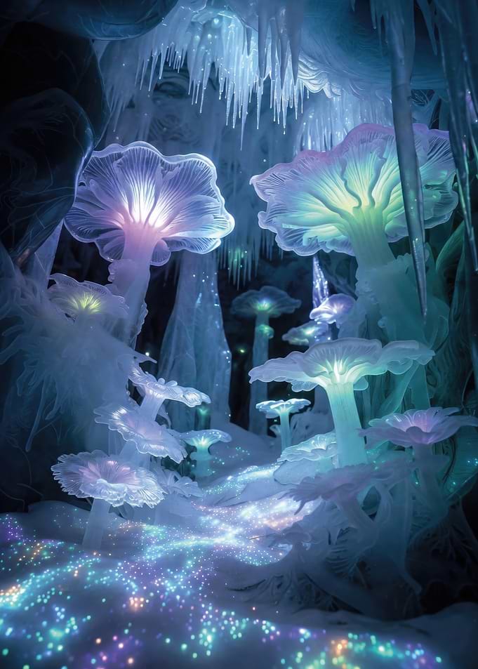 Glowing Mushroom Cave Fantasy Landscape