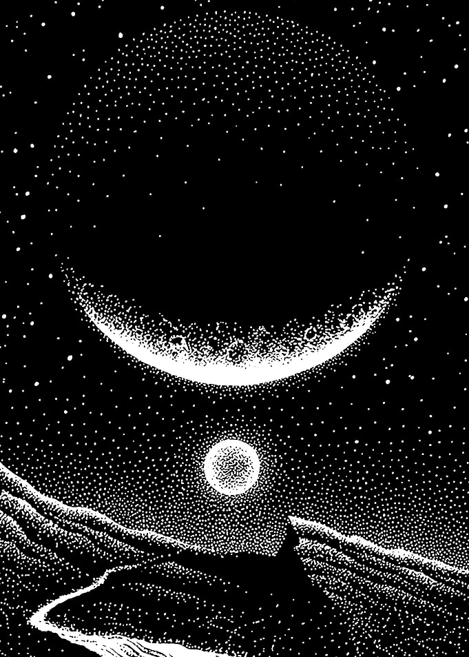 Monochrome Celestial Landscape