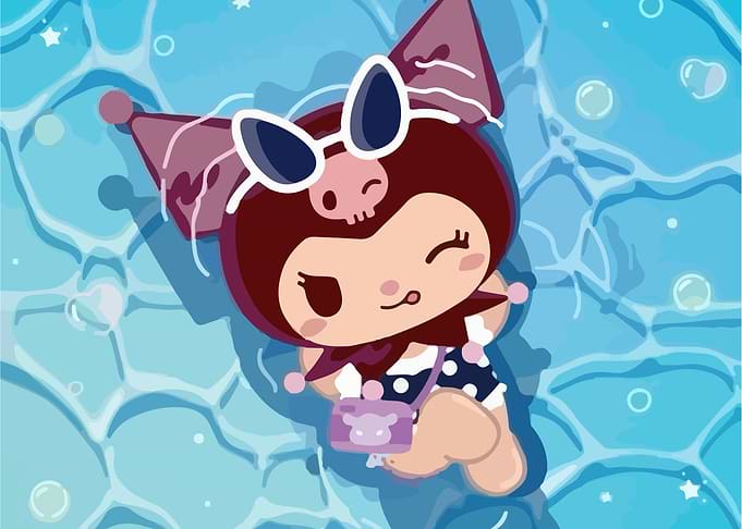 Kuromi Swimming Pool Illustration