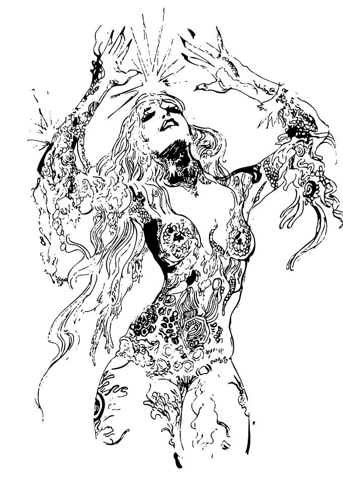 Tattooed Woman in Black and White