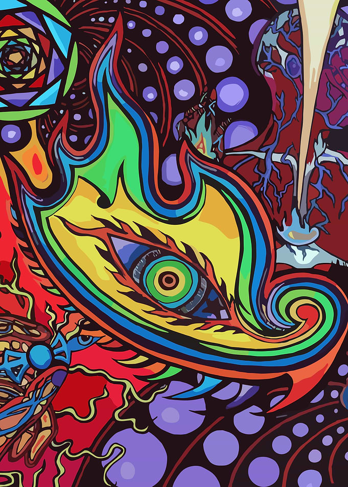 Psychedelic Eye Flame Abstract Art