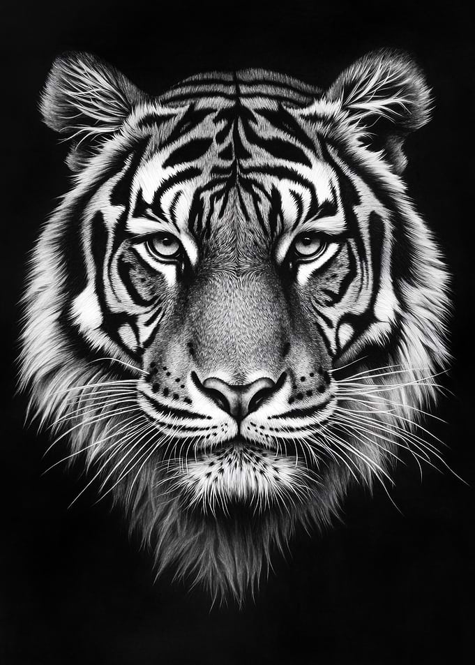Monochrome Tiger Portrait
