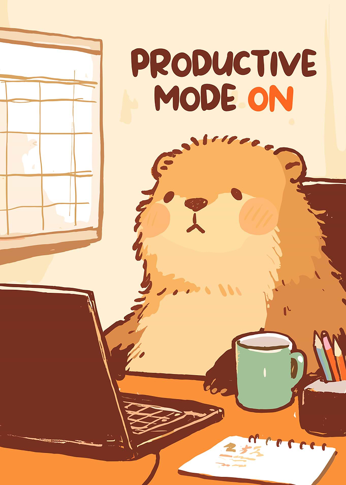 Productive Otter Working at Desk