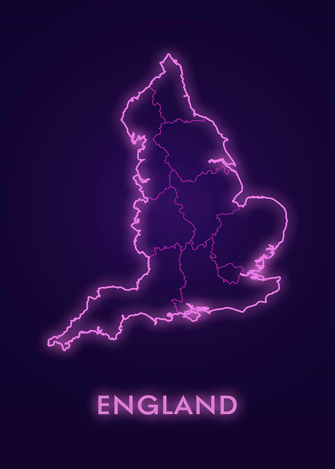 England Neon Map