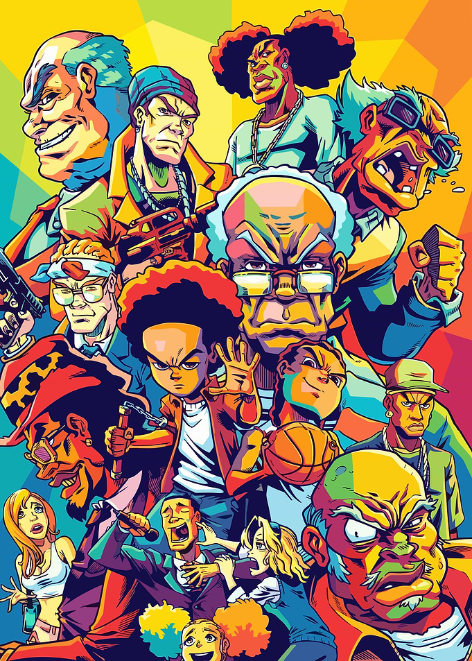 The Boondocks Cartoon Character Collage