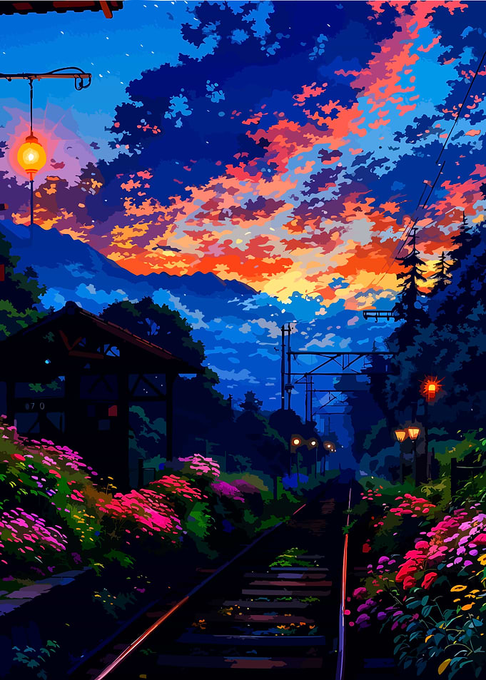 Train Tracks at Sunset