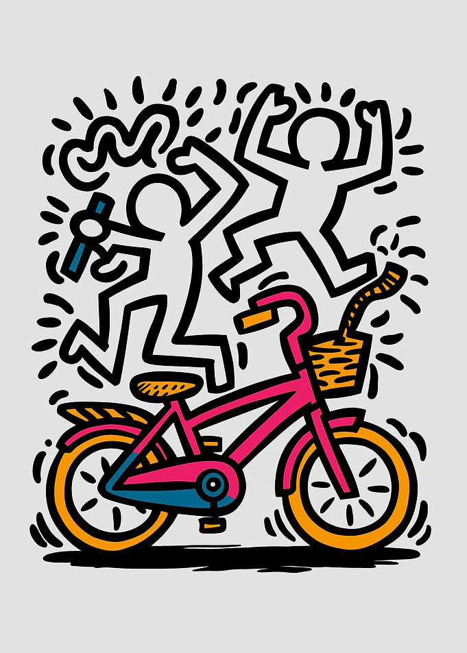 bicycle and figures