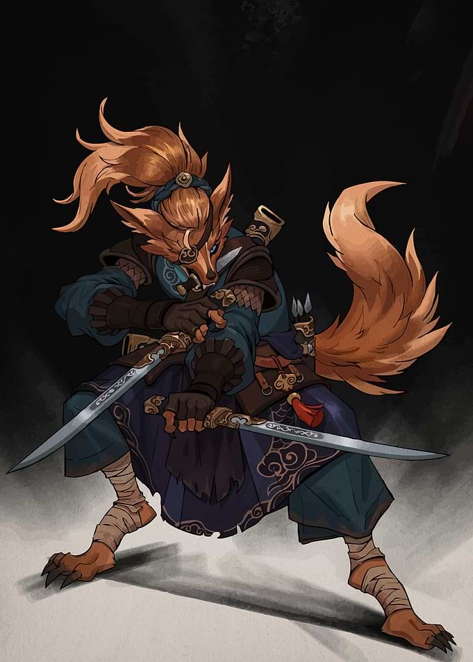 Fox Warrior with Swords