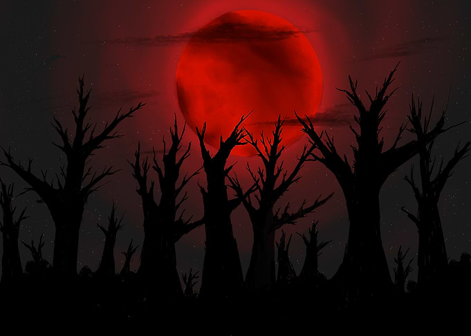 Blood Moon over Dark Forest