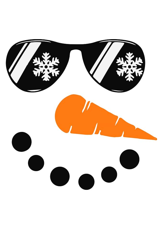 Cool Snowman Face with Sunglasses