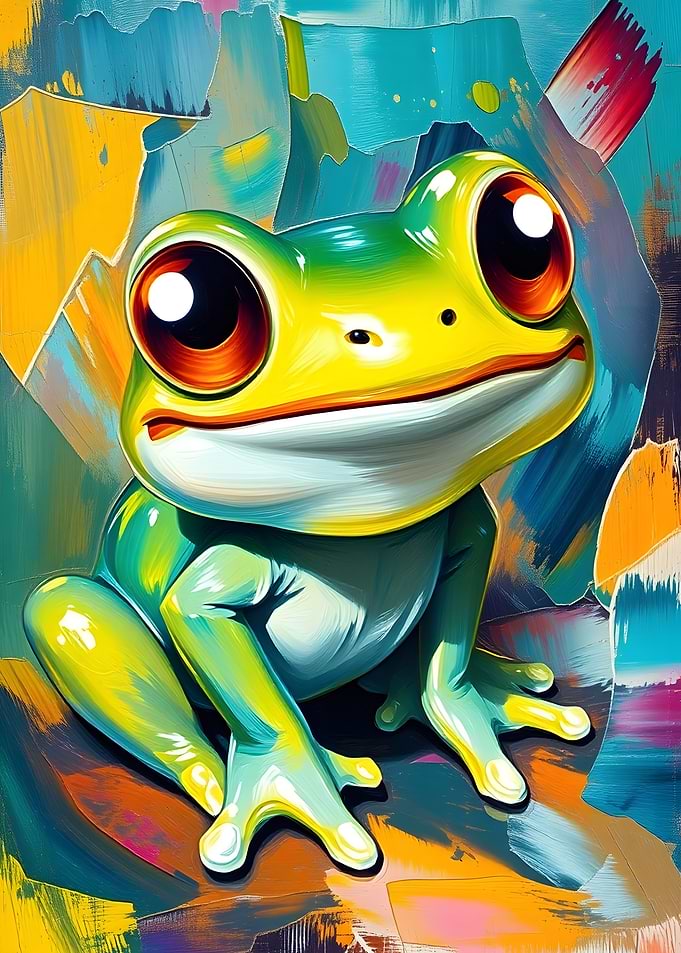 Cartoon Frog with Big Eyes