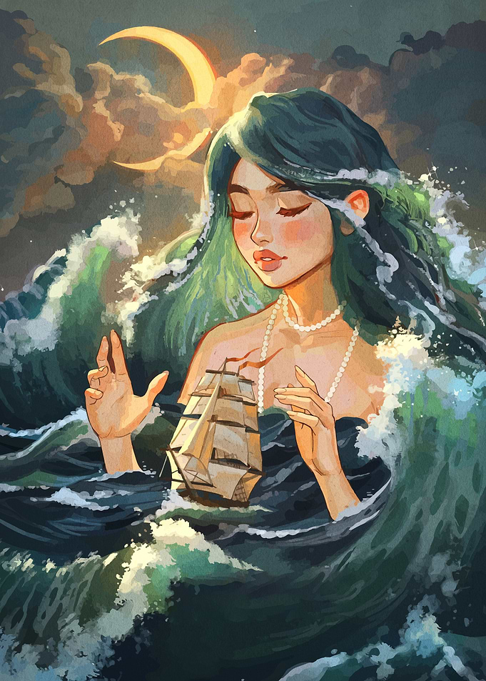 Ocean Goddess with Ship
