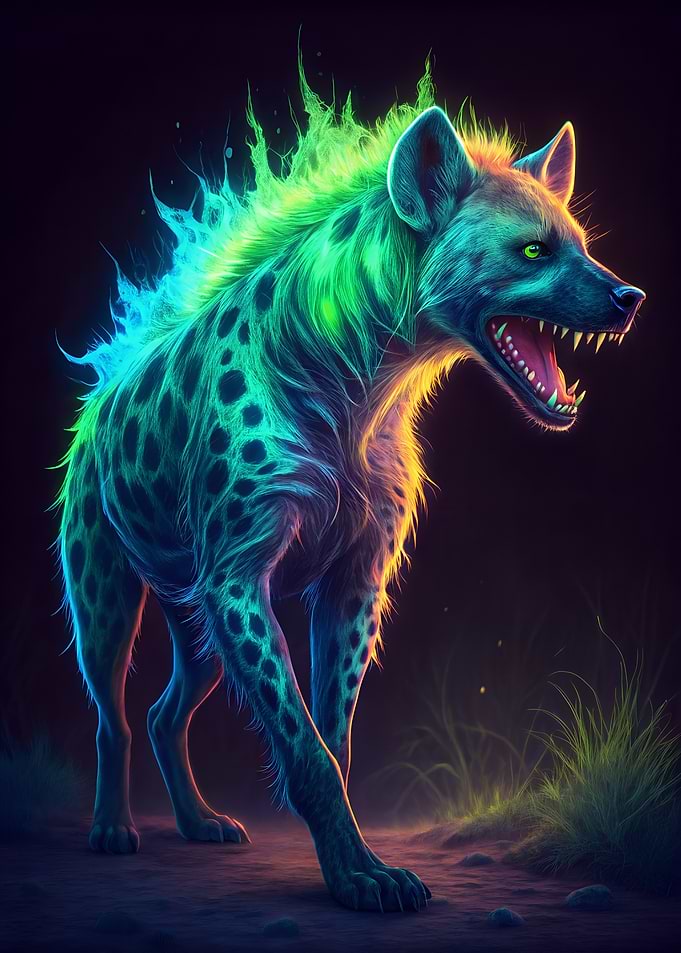 Neon Hyena Portrait