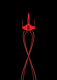 Red Spaceship Minimalist Art